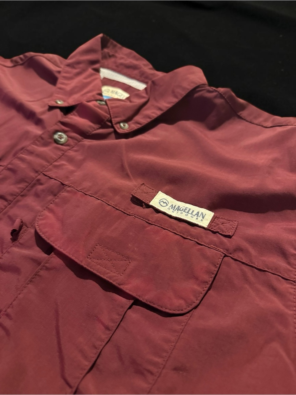 Magellan Outdoors Men's Button-Down Casual Shirt in Maroon